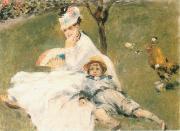 Camille Monet and Her son Jean in the Garden at Arenteuil, Pierre-Auguste Renoir